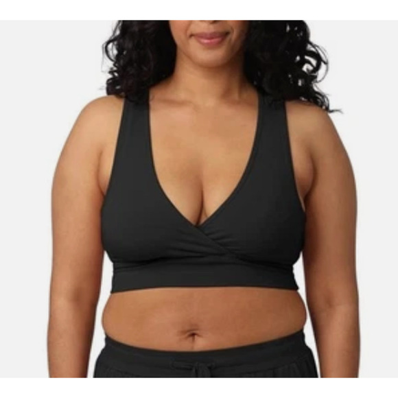 Kindred Bravely French Terry Racerback Nursing Maternity Sleep Black Bra - Picture 3 of 13